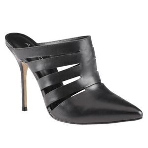 Aldo pointed toe black leather mule heels size 8.5